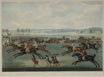 Ascot - Oatlands arpajaiset, kaiverrus J.W. Edy (fl. 1780-1820), julkaistu vuonna 1792 (akvatinta) tekijältä John Nott (after) Sartorius