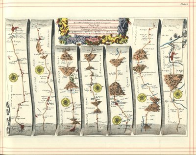 Britannia Atlas: Tien jatko Lontoosta Aberystwythiin, 1675 tekijältä John Ogilby