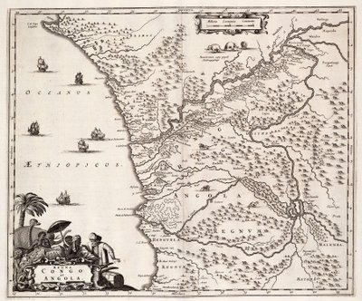 Kongon ja Angolan kartta, Afrikka tekijältä John Ogilby