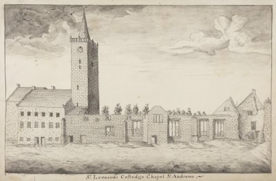 St Andrews Delineated - St Leonards Collegen kappeli St Andrews (kynä ja pese paperille) tekijältä John Oliphant