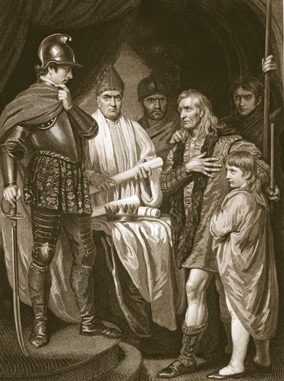 Baliol luovuttamassa kruununsa Edward I:lle, kaiverrettu J. Parker, kuvitus David Humen Englannin historiasta, pub. R. Bowyer, Lontoo, 1812 tekijältä John Opie