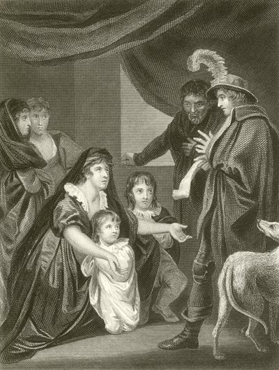 Lady Elizabeth Gray rukoilee Edward IV:tä suojelemaan lapsiaan. tekijältä John Opie
