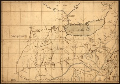 (Kauppiaan kartta Ohiosta ennen vuotta 1753.) LOC gm71002324 tekijältä John Patten