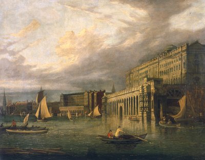 "Somersetin talo ja Adelphi joelta", n. 1825 tekijältä John Paul