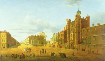 Näkymä St. Jamesin palatsille, Looking Beyond Down Pall Mall, 1800-luvun alku tekijältä John Paul