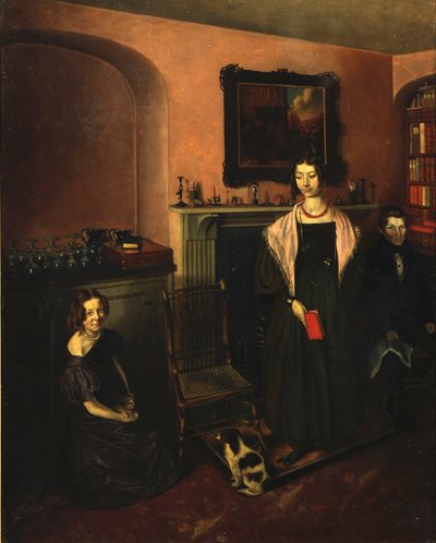 Takkahuone perhekodissa kolmen perheenjäsenen kanssa, 1830-35 tekijältä John Petherick