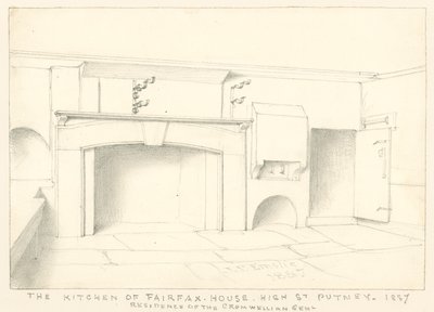 Keittiö Fairfax Housessa, High Street, Putney, 1887; Cromwellian Gentin asuinpaikka tekijältä John Phillipp Emslie