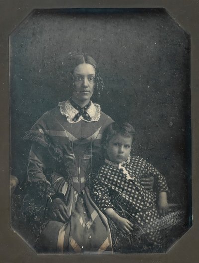 Elizabeth Bakewell James ja hänen poikansa Frank B. James, n. 1846. tekijältä John Plumbe Jr..