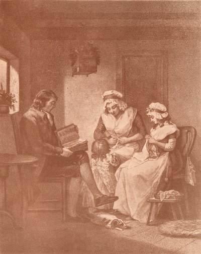 Kotimainen onnellisuus, Laetitia vanhempiensa kanssa, 1789 tekijältä John Raphael Smith