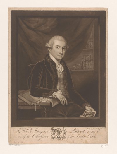 Muotokuva William Musgrave Sir Willm. Musgrave Baronet F.R.S. yksi hänen Majesteettinsa tullin komissaareista (nimike esineessä) tekijältä John Raphael Smith