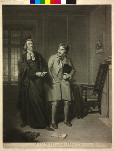 William Parsons "Sheepface" -nimisenä "The Village Lawyer" -elokuvassa. tekijältä John Raphael Smith