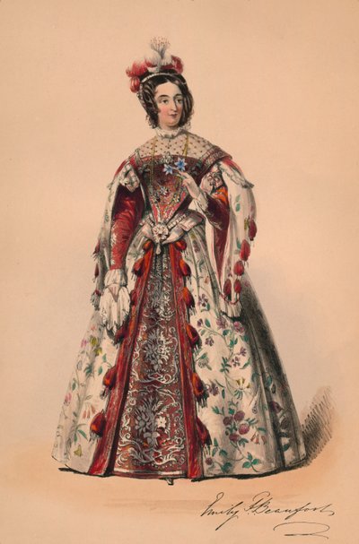 Beaufortin herttuatar Emily kuningatar Victorias Bal Costumén asussa 12. toukokuuta 1842 1843. tekijältä John Richard Coke Smyth