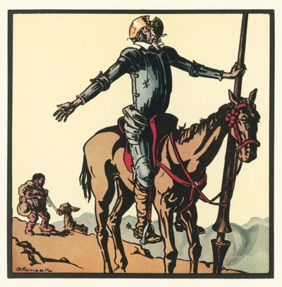 Kensington Rhymes: Don Quijote (väri litho) tekijältä John Robert (after) Monsell