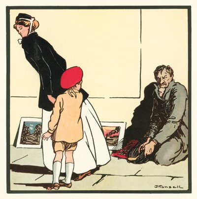 Kensington Rhymes: The Pavement Artist (värilitho) tekijältä John Robert (after) Monsell