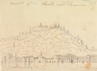 Monte Olivetton luostari Firenzen lähellä tekijältä John Robert Cozens