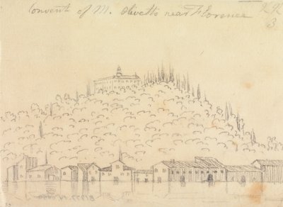 Monte Olivetton luostari Firenzen lähellä tekijältä John Robert Cozens