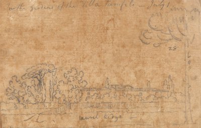 Villa Pamphilin puutarhassa, 1. heinäkuuta. tekijältä John Robert Cozens