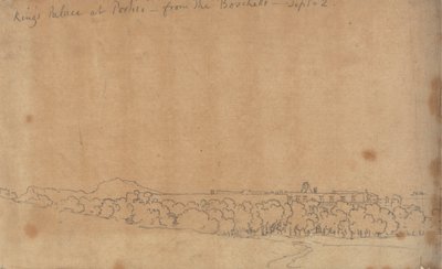 Kuninkaan palatsi Porticissa Boschettosta, 2. syyskuuta tekijältä John Robert Cozens