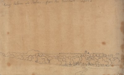 Kuninkaan palatsi Porticissa Boschettosta, 2. syyskuuta. tekijältä John Robert Cozens