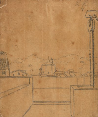 Kattonäkymä kastekirkkoon tekijältä John Robert Cozens