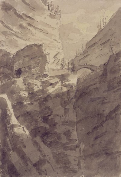 Via Mala in the Grisons (kynä ja muste ja pese paperille) tekijältä John Robert Cozens