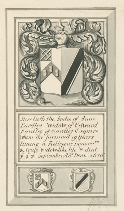 Audley Monuments - "Anne Eardley": kynä- ja pesupiirustus, nd [?19th Century] (piirustus) tekijältä John Robert Fernyhough