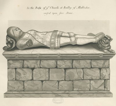 Audley Monuments - "Audley Knight": kynä- ja pesupiirustus, nd [?19th century] tekijältä John Robert Fernyhough