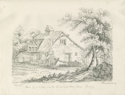 Rugeley - Mökki lähellä Old Cannock Wood Forges: kynä- ja mustepiirustus tekijältä John Robert Fernyhough
