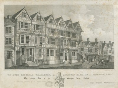 Stafford - Muinainen "High House": litografia ja [1800-luku] tekijältä John Robert Fernyhough