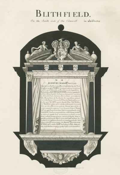 Tabletti Blithfield Churchissa - Sir Hervey Bagot, Bart.: seepiapiirustus, nd [?19th Century] (piirustus) tekijältä John Robert Fernyhough