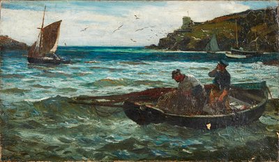 Fisherfolk (öljy kankaalle) tekijältä John Robertson Reid