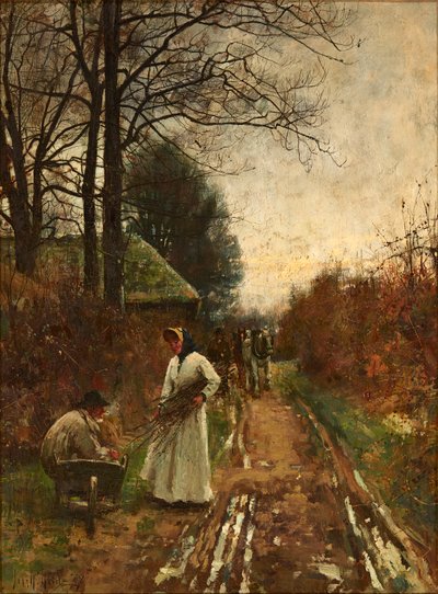 Polttopuiden kerääminen (öljy kankaalle) tekijältä John Robertson Reid