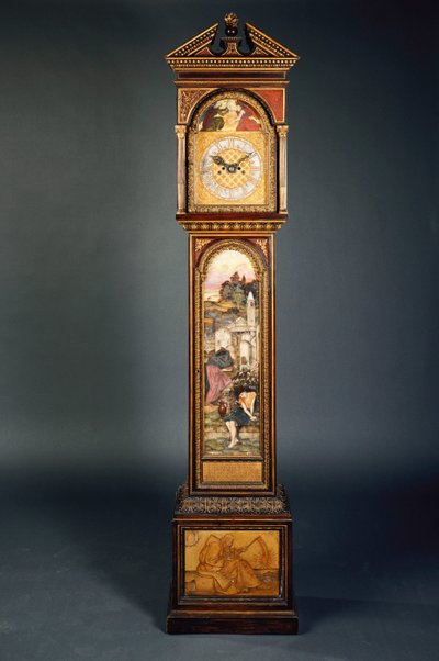 1800-luvun lopulla koristeltu pitkäkantinen kello laajasti tekijältä John Roddam Spencer Stanhope