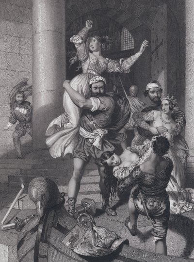 Venetsialaisten morsiamen sieppaus (kaiverrus) tekijältä John Rogers (after) Herbert