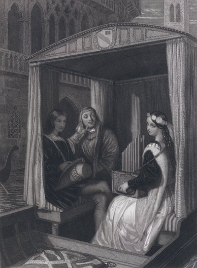 Lady Viola ja hänen opettajansa (kaiverrus) tekijältä John Rogers (after) Herbert