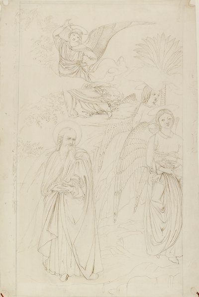 Benozzo Gozzolin piirros Abrahamin eroamisesta enkeleistä, 1845 tekijältä John Ruskin