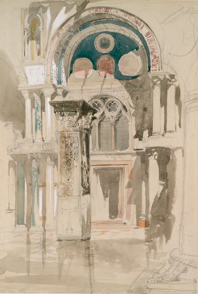 Osa Pyhän Markuksen basilikaa, Venetsia: Luonnos sateen jälkeen, 27. toukokuuta 1846 tekijältä John Ruskin