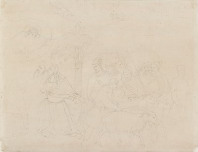 Lyijykynäpiirros osasta Jobin ystävät, 1845 tekijältä John Ruskin