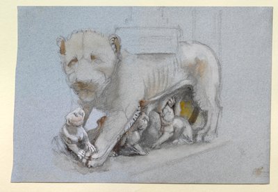 Luonnos leijonasta ja pennuista Nicola Pisanon Sienan saarnatuolista, kesäkuu 1870 tekijältä John Ruskin