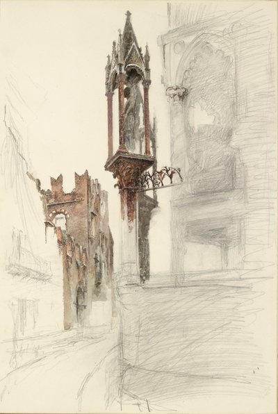 Cansignorio della Scalan hautaa ympäröivän markkinaraon tutkimus Veronassa, 1869 tekijältä John Ruskin