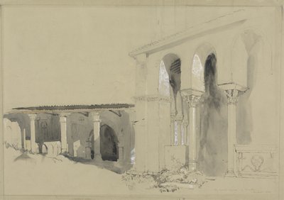 Torcellon suuri aukio, 1850 (kynä, muste ja pesu grafiitilla guassilla ruskealla kudospaperilla) tekijältä John Ruskin