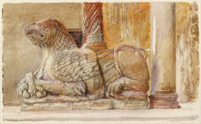 Gryphon, joka kantaa Duomon läntisen sisäänkäynnin pohjoisakselia, Verona, 18.-28. kesäkuuta 1869 tekijältä John Ruskin