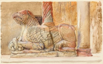 Gryphon, joka kantaa Duomon läntisen sisäänkäynnin pohjoisakselia, Verona, 18. - 28. kesäkuuta 1869. tekijältä John Ruskin