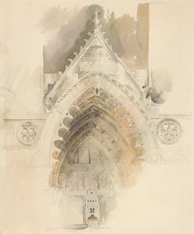 Amiensin katedraalin läntisen sisäänkäynnin pohjoinen kaari, 17.-18.5. tai 23.9.1856 tekijältä John Ruskin