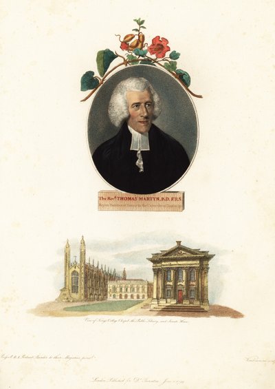 Thomas Martyn, kasvitieteen professori, Cambridgen yliopisto. 1799 (kaiverrus) tekijältä John Russel