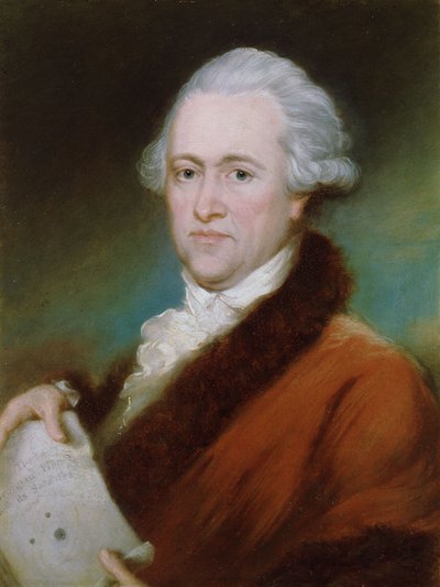 Sir William Herschel (1738-1822), noin 1795 (öljy paneelille). tekijältä John Russell