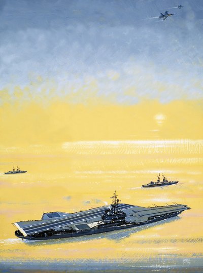Yhdysvaltain Midway-luokan lentotukialus sellaisena kuin sitä käytettiin toisessa maailmansodassa. tekijältä John S. Smith