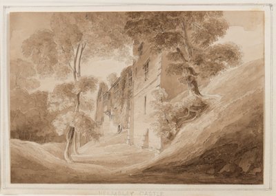 Helmsley Castle, Yorkshire, 25.-27.10.1824 (kynä, sivellin ja seepiamuste paperille) tekijältä John Scarlett Davis
