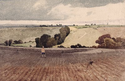 Kynnetty pelto, noin 1808 (lyijykynä ja akvarelli paperille). tekijältä John Sell Cotman