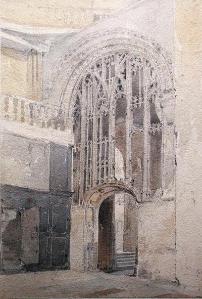 Seinä, Norwichin katedraali (kynä ja akvarelli paperilla) tekijältä John Sell Cotman